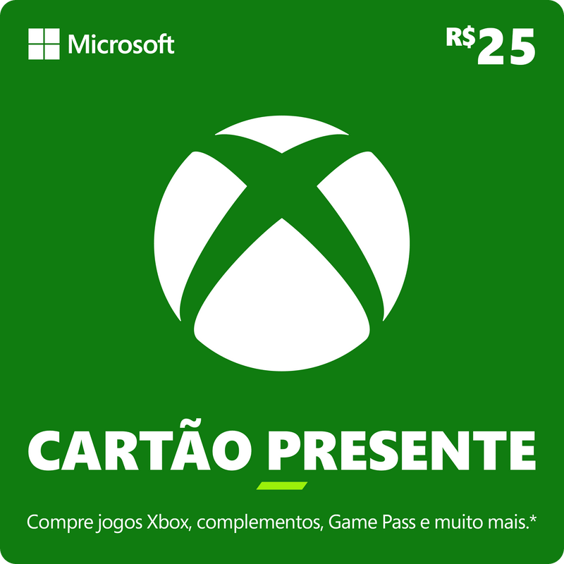 Cartão Presente do Xbox: R$25